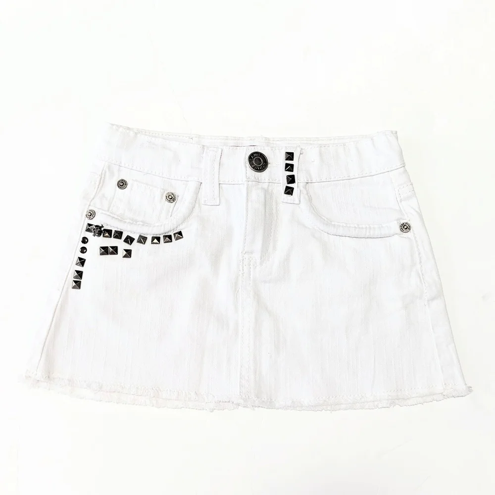 Vigoss Girls White Denim Mini Skirt with Studs